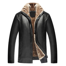 Load image into Gallery viewer, Classic Mens Coats Jackets PU Leather Fleece Thick Zipper Slim Fit Outwear Male Coats Fashion Warm Winter Overcoats Jaqueta NEW