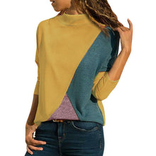 Load image into Gallery viewer, Women Casual Splicing Color Collision Long Sleeves Plus Size Easy Tops Blouse