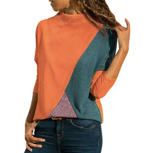 Load image into Gallery viewer, Women Casual Splicing Color Collision Long Sleeves Plus Size Easy Tops Blouse