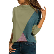 Load image into Gallery viewer, Women Casual Splicing Color Collision Long Sleeves Plus Size Easy Tops Blouse