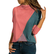 Load image into Gallery viewer, Women Casual Splicing Color Collision Long Sleeves Plus Size Easy Tops Blouse